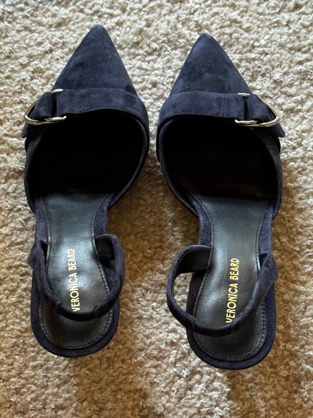 NEW Veronica Beard Loralyn Slingback Pointed Toe Pump in Navy Suede - Picture 11 of 13